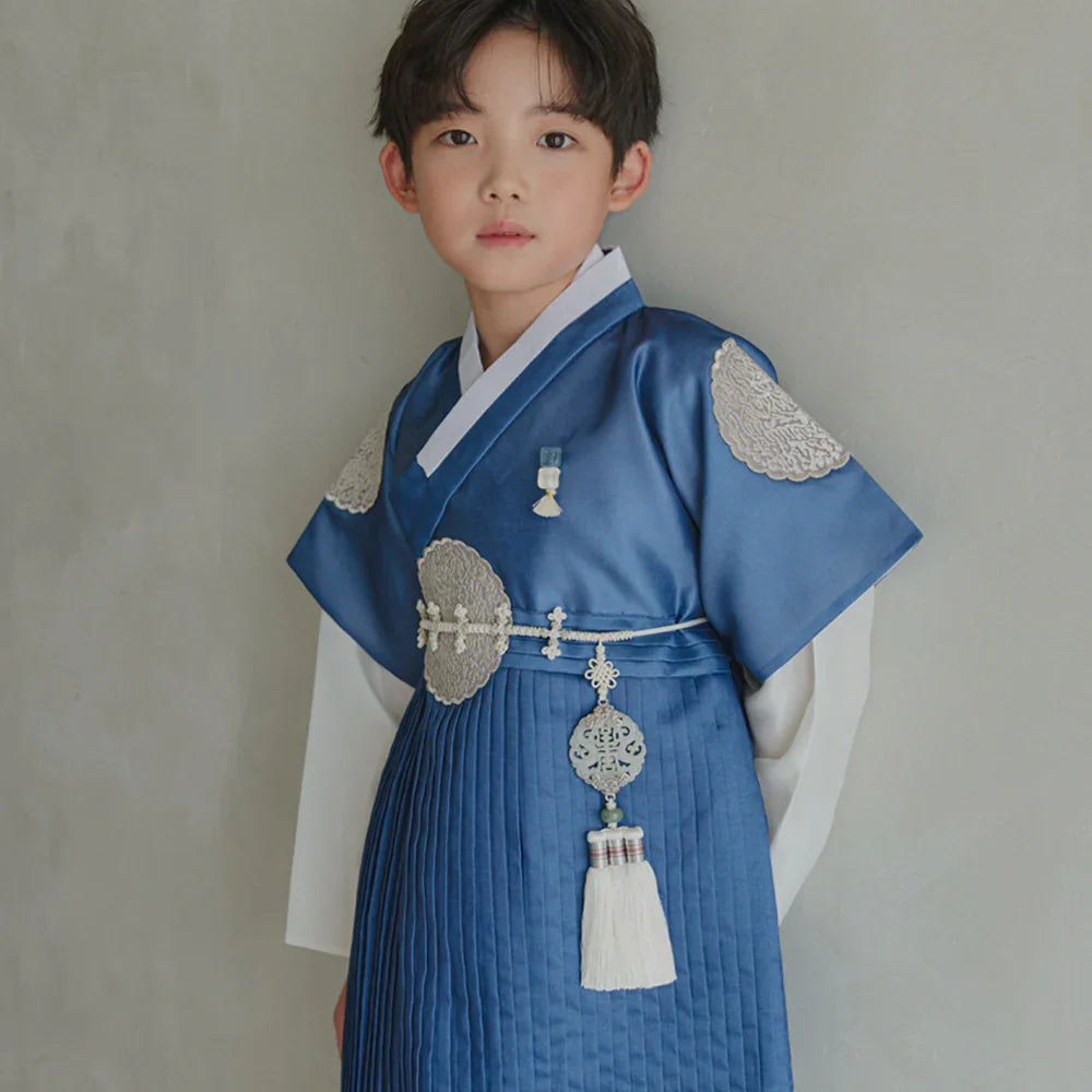 Sungkoon Pleated Blue Boy Hanbok (100D-10YR) - Native Korean