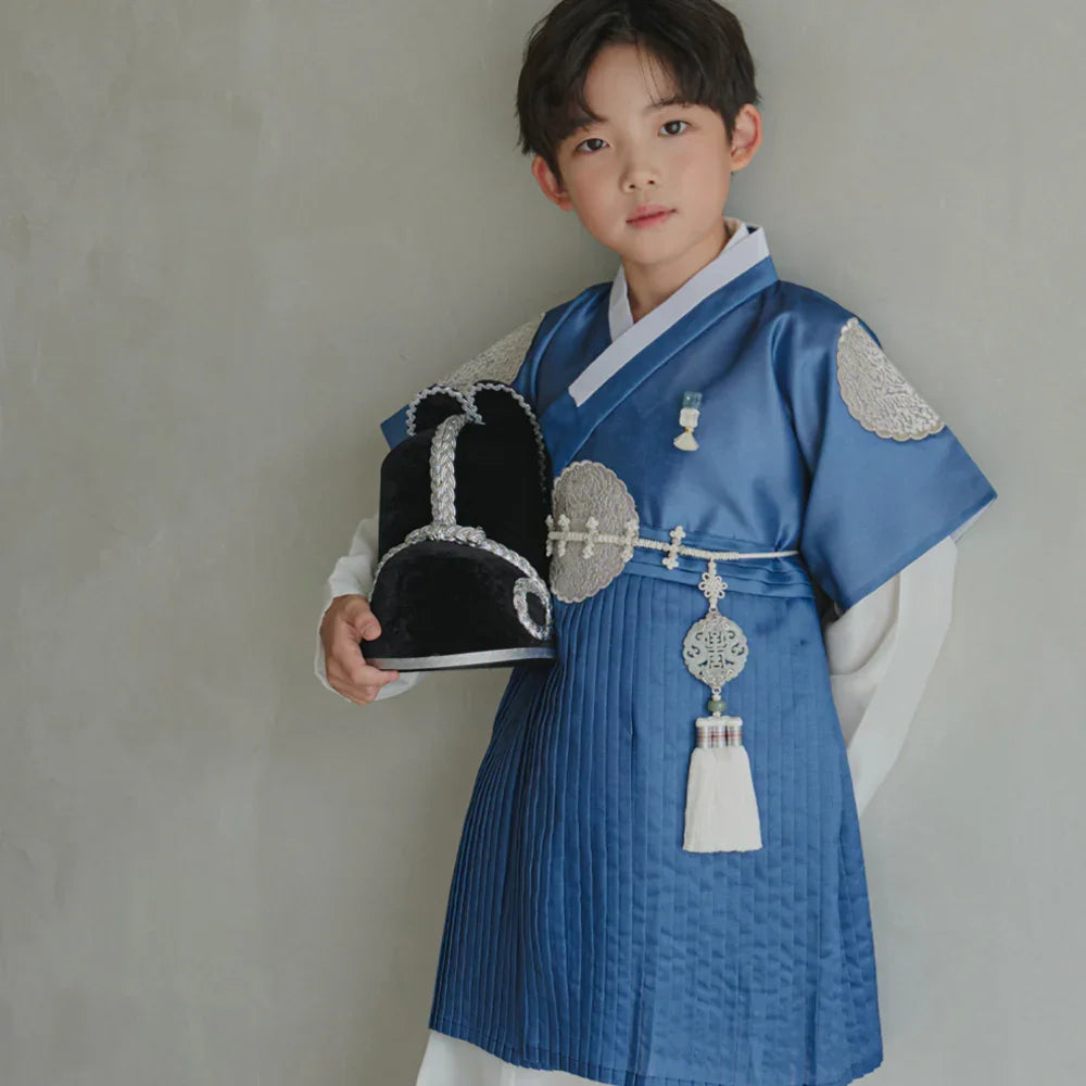 Sungkoon Pleated Blue Boy Hanbok (100D-10YR) - Native Korean
