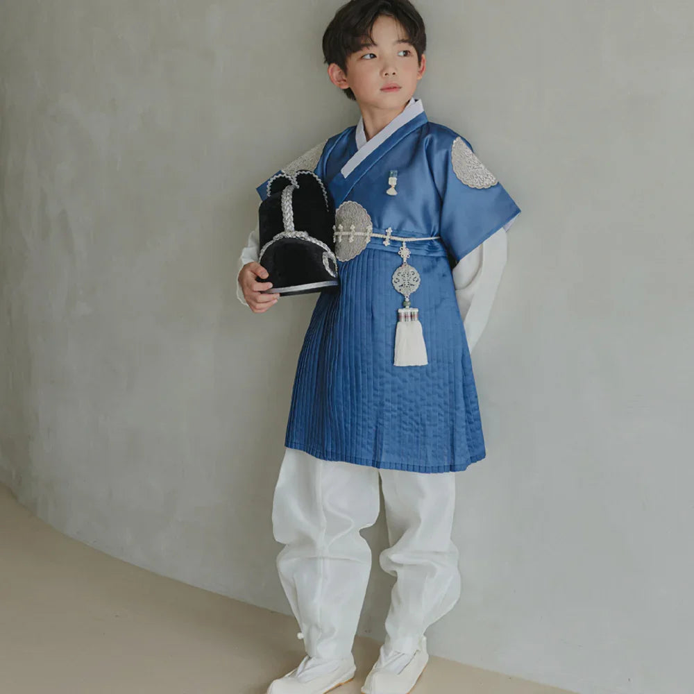 Sungkoon Pleated Blue Boy Hanbok (100D-10YR) - Native Korean