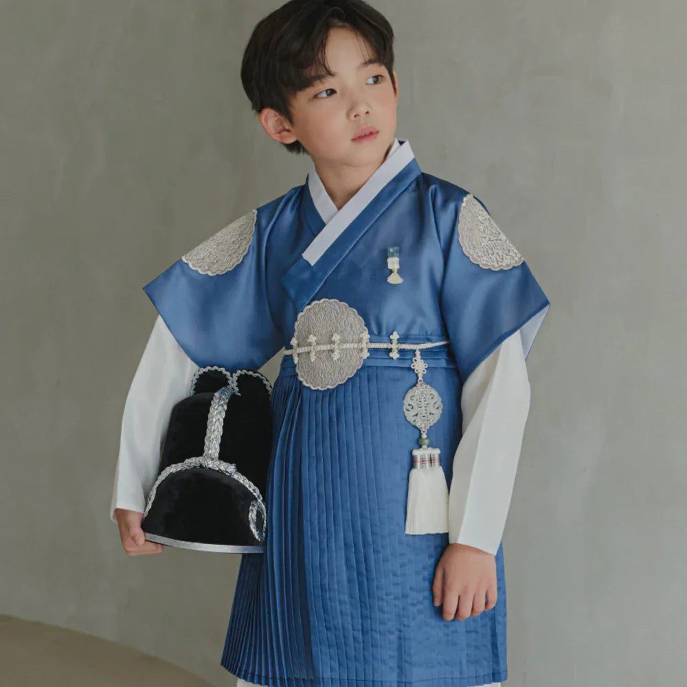 Sungkoon Pleated Blue Boy Hanbok (100D-10YR) - Native Korean
