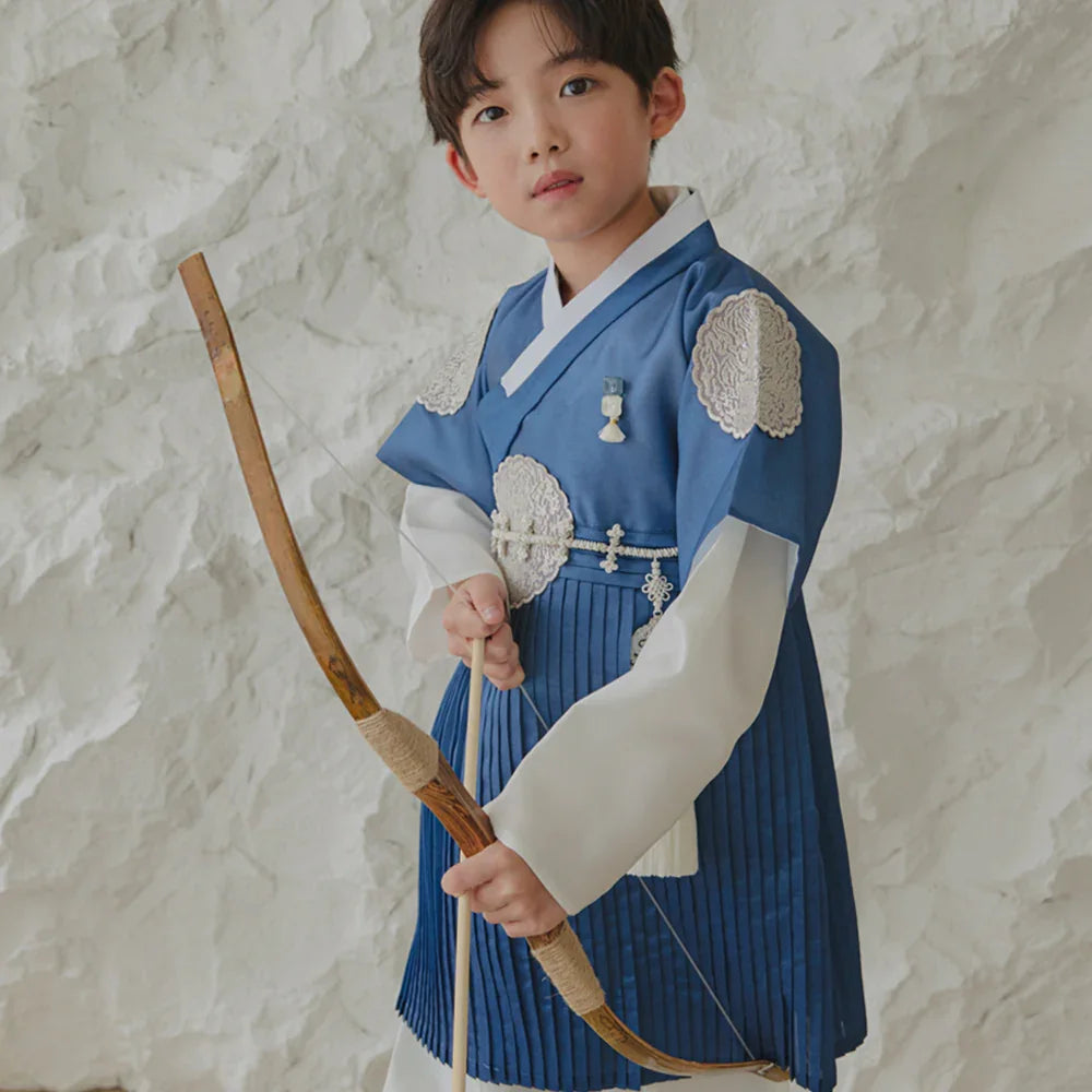 Sungkoon Pleated Blue Boy Hanbok (100D-10YR) - Native Korean