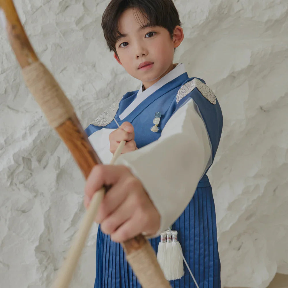 Sungkoon Pleated Blue Boy Hanbok (100D-10YR) - Native Korean