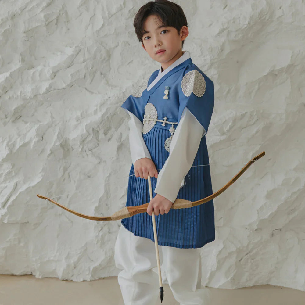Sungkoon Pleated Blue Boy Hanbok (100D-10YR) - Native Korean
