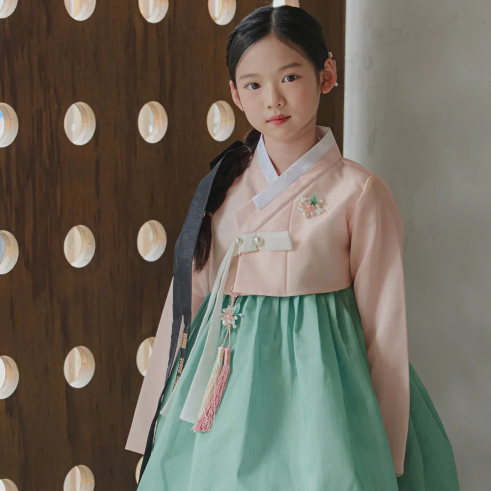 Joohee Coral Girl Hanbok (1-11YR) - Native Korean