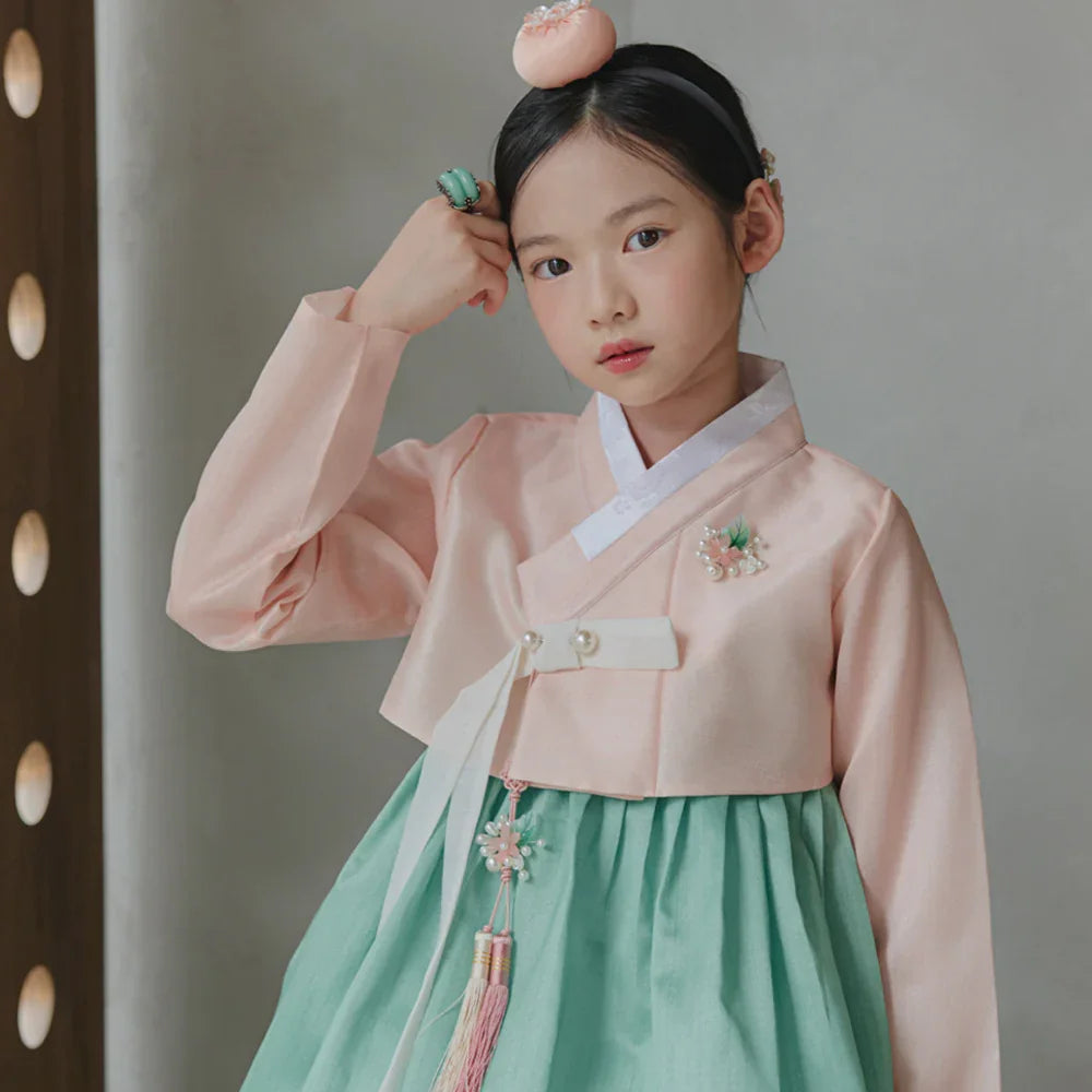Joohee Coral Girl Hanbok (1-11YR) - Native Korean