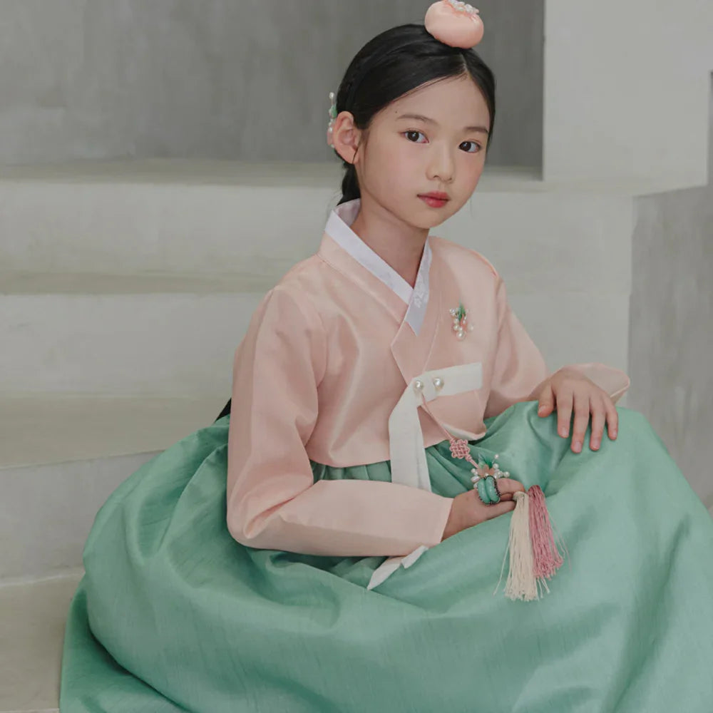 Joohee Coral Girl Hanbok (1-11YR) - Native Korean