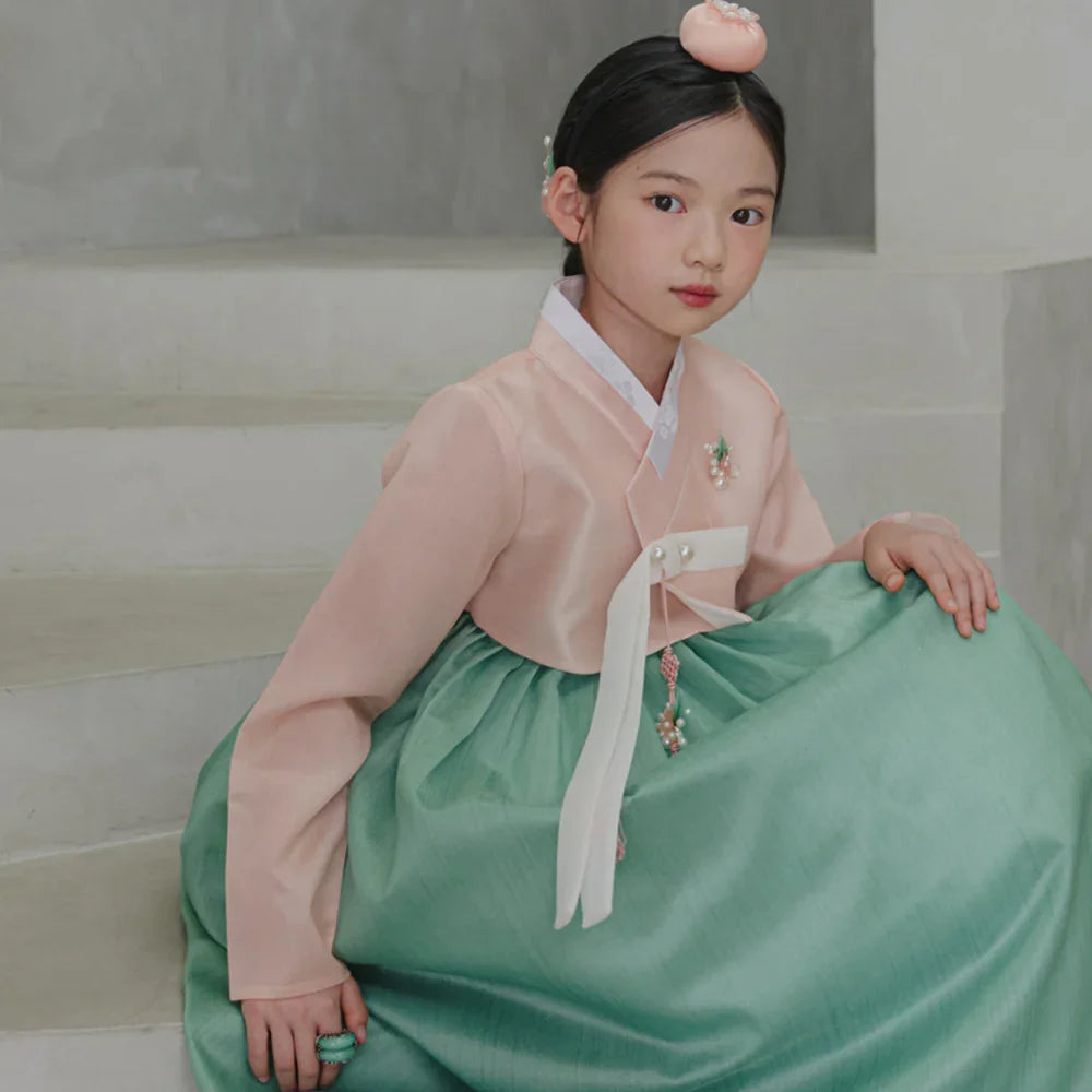 Joohee Coral Girl Hanbok (1-11YR) - Native Korean