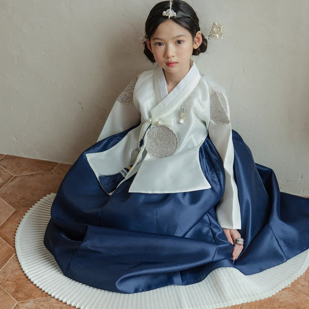 Sungbin Pleated Navy Girl Hanbok (100D-10YR)