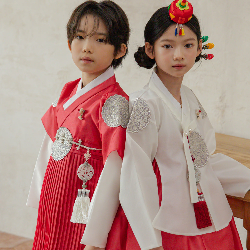 Sungkoon Pleated Red Boy Hanbok (100D-10YR)