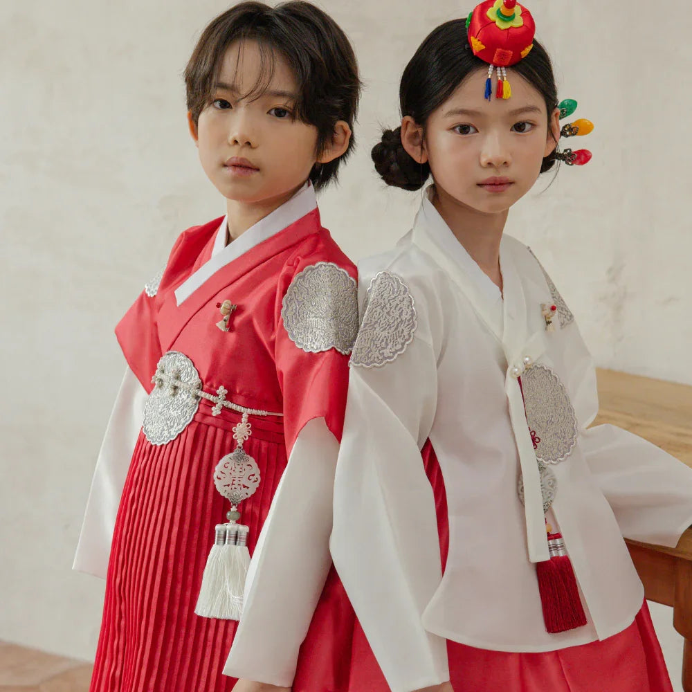 Sungkoon Pleated Red Boy Hanbok (100D-10YR) - Native Korean