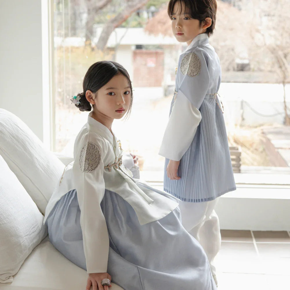 Sungbin Pleated Sky Girl Hanbok (100D-10YR) - Native Korean