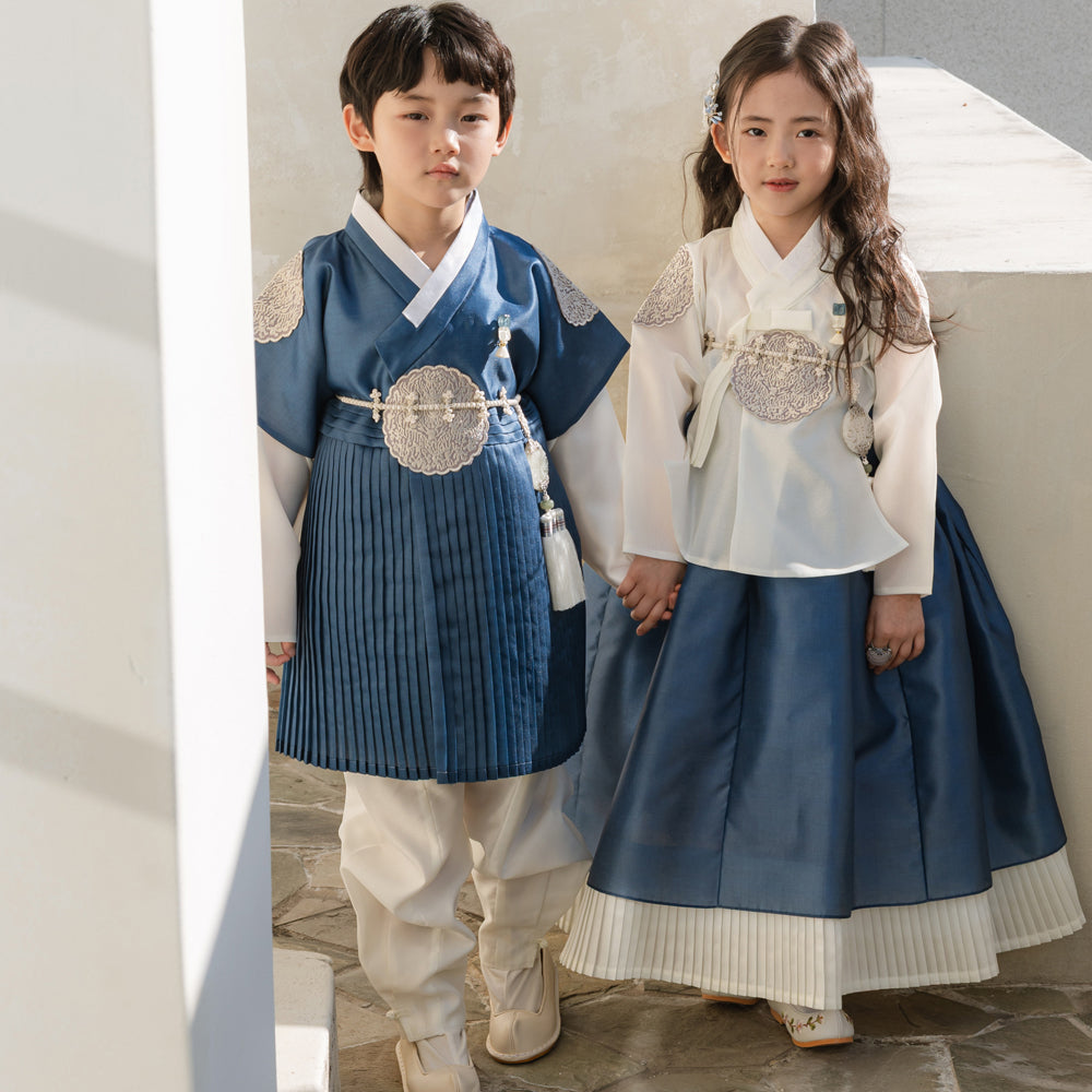 Sungbin Pleated Blue Girl Hanbok (100D-10YR)