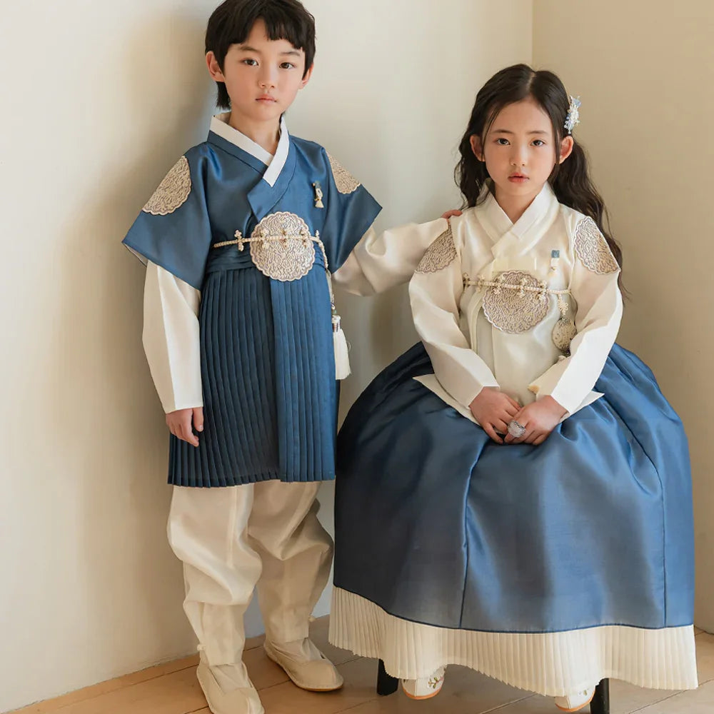 Sungbin Pleated Blue Girl Hanbok (100D-10YR)