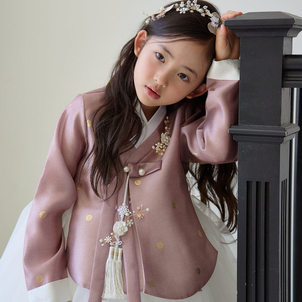 Won Brown White Dress Hanbok (1-8YR)