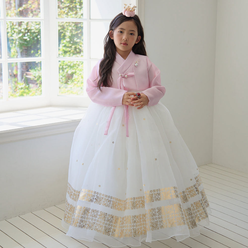 Won Pink White Dress Hanbok(1-8YR)