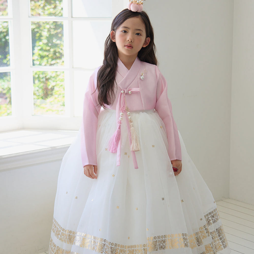Won Pink White Dress Hanbok(1-8YR)