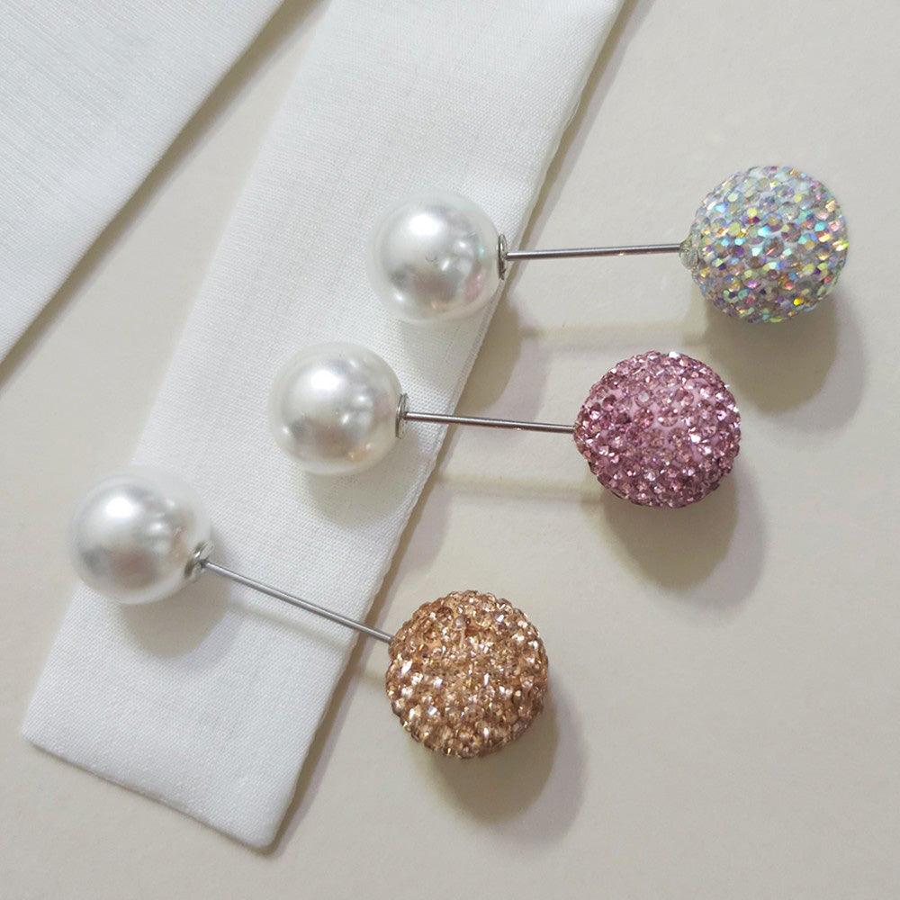 Crystal and Pearl Brooch - Native Korean