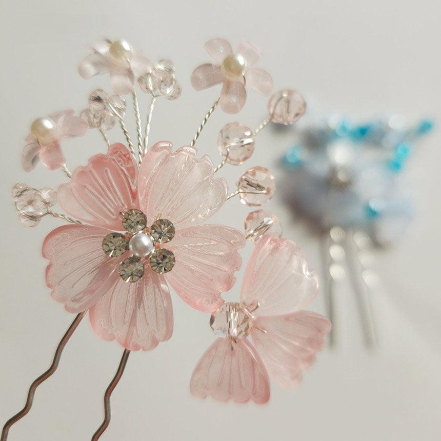 Crystal Bloom U Shape Hairpin - Native Korean