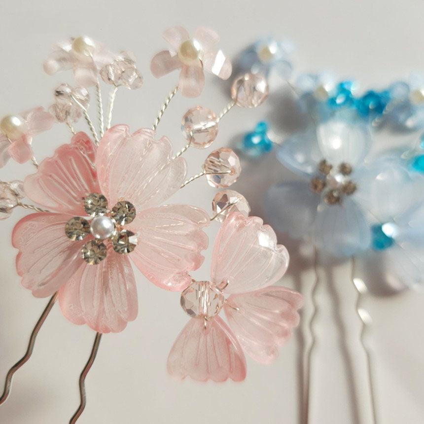 Crystal Bloom U Shape Hairpin - Native Korean