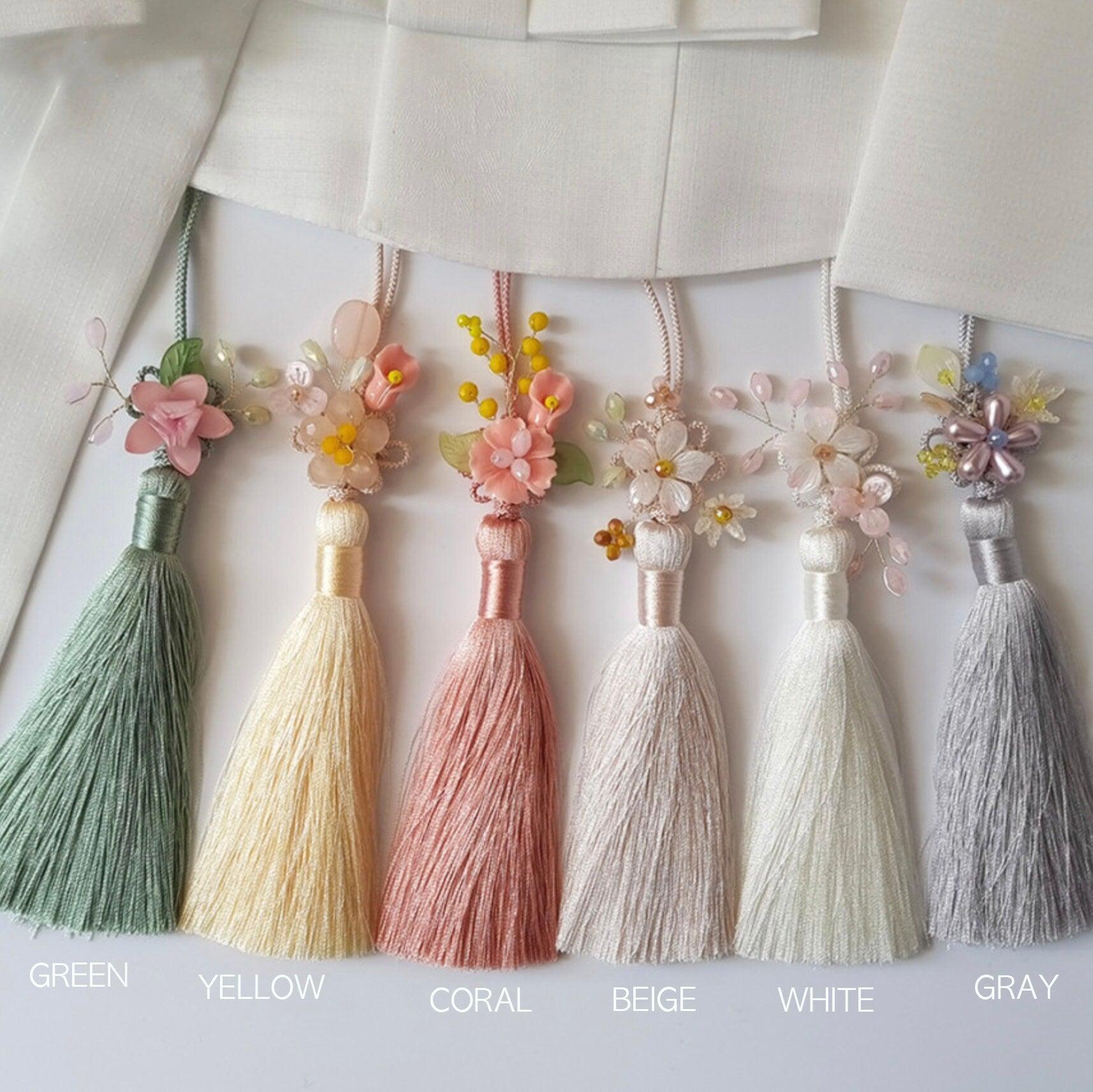 Cutie Floral Tassel Norigae W/Brooch Set - Native Korean