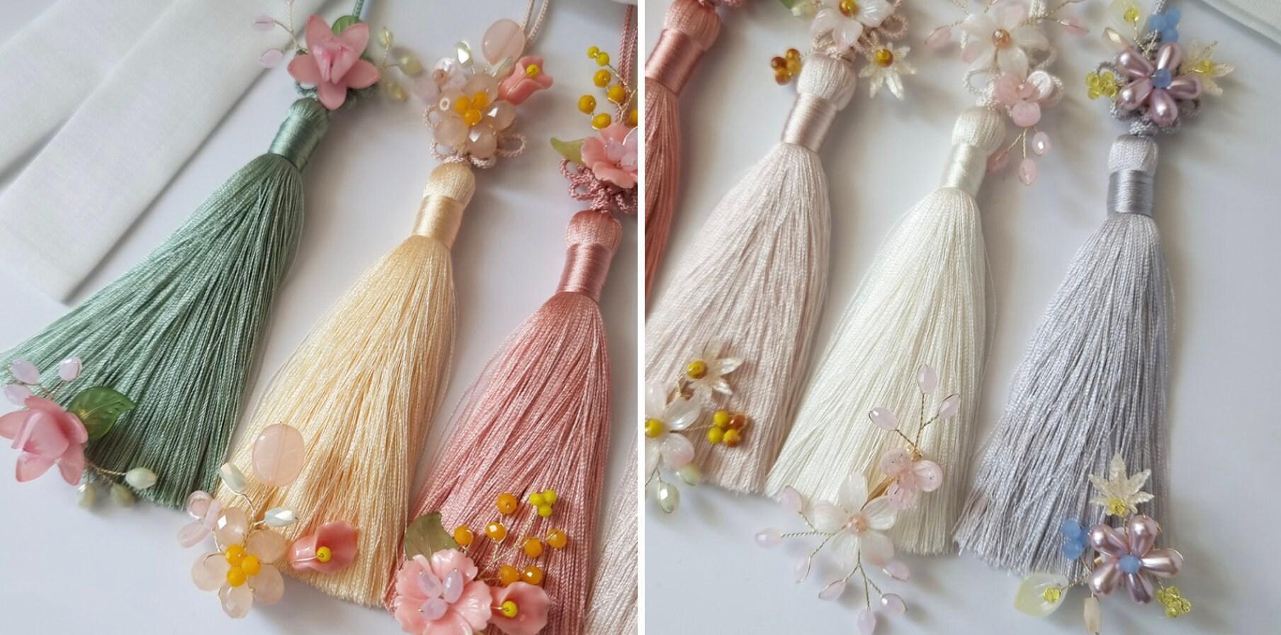 Cutie Floral Tassel Norigae W/Brooch Set - Native Korean