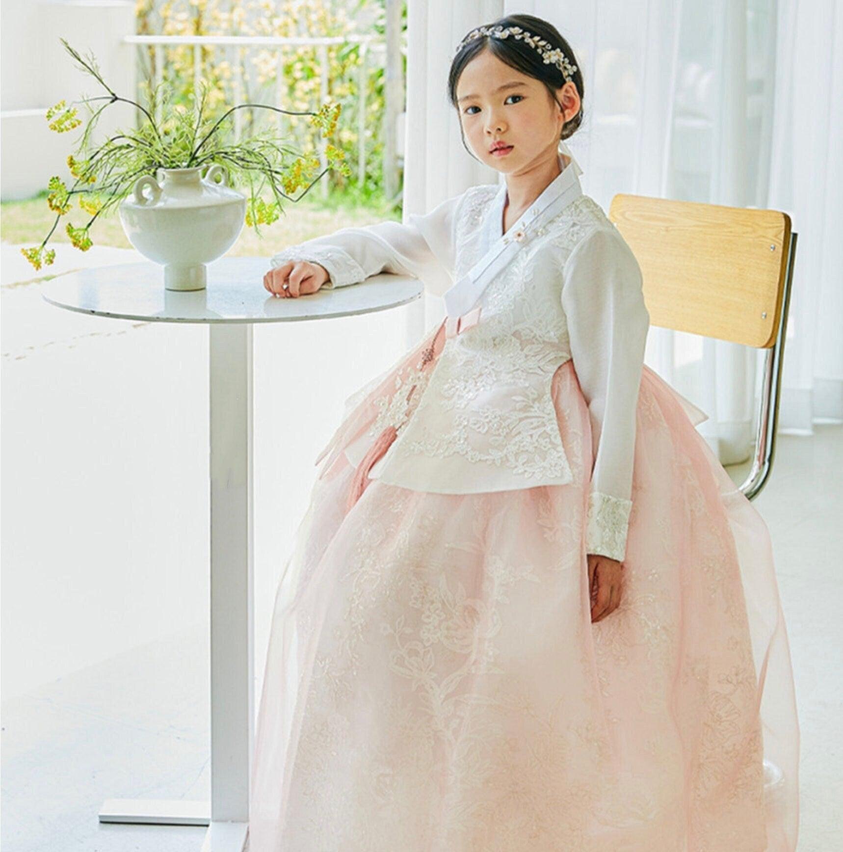 Dahee Lace Dress Girl Hanbok (1-8YR) - Native Korean