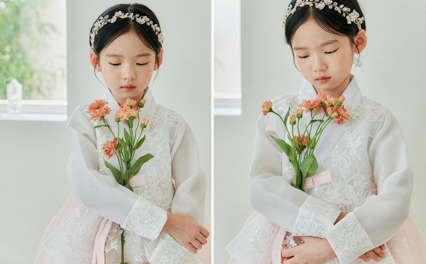 Dahee Lace Dress Girl Hanbok (1-8YR) - Native Korean