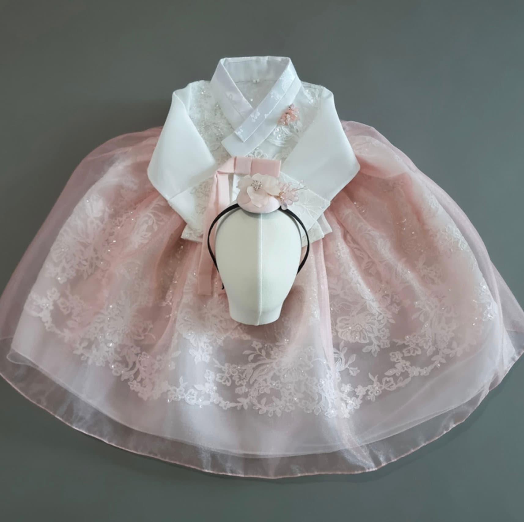 Dahee Lace Dress Girl Hanbok (1-8YR) - Native Korean