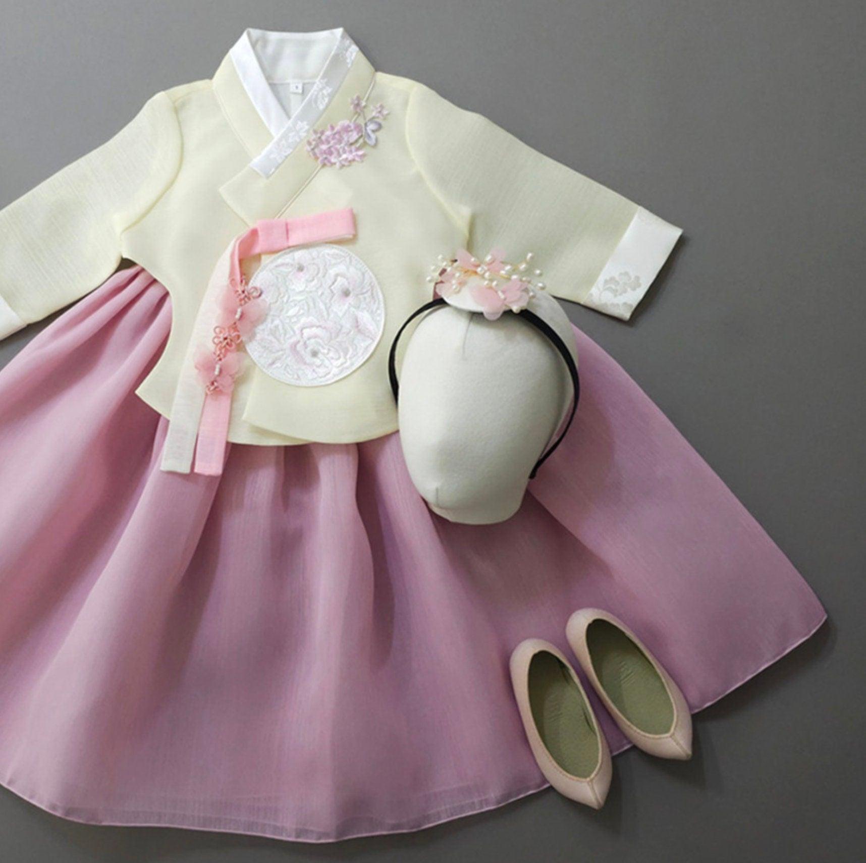 Dana Yellow Pink Girl Hanbok (1-10YR) - Native Korean