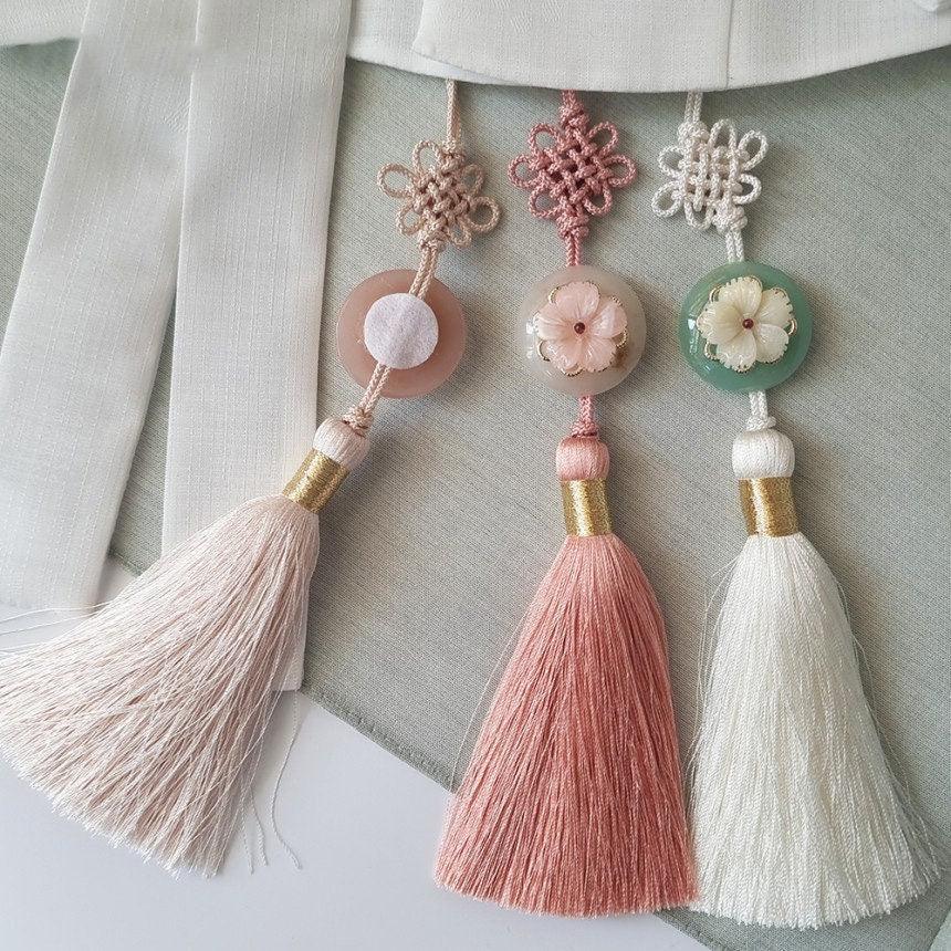 Floral Button Tassel Norigae - Native Korean