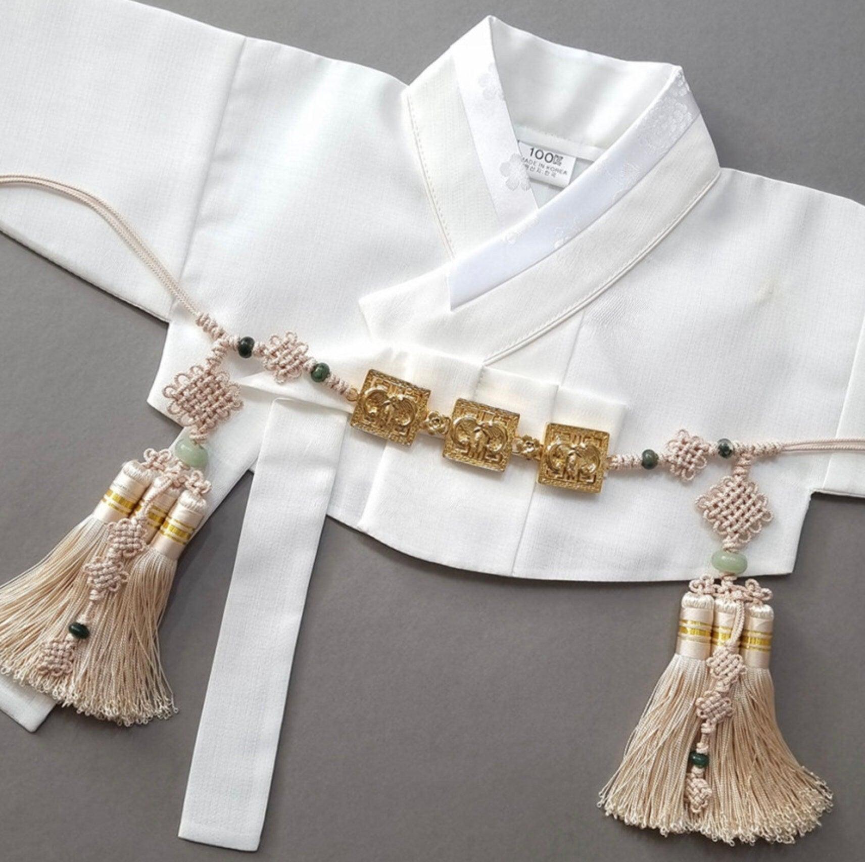 Gold Square Ornaments Tassel Belt - Native Korean