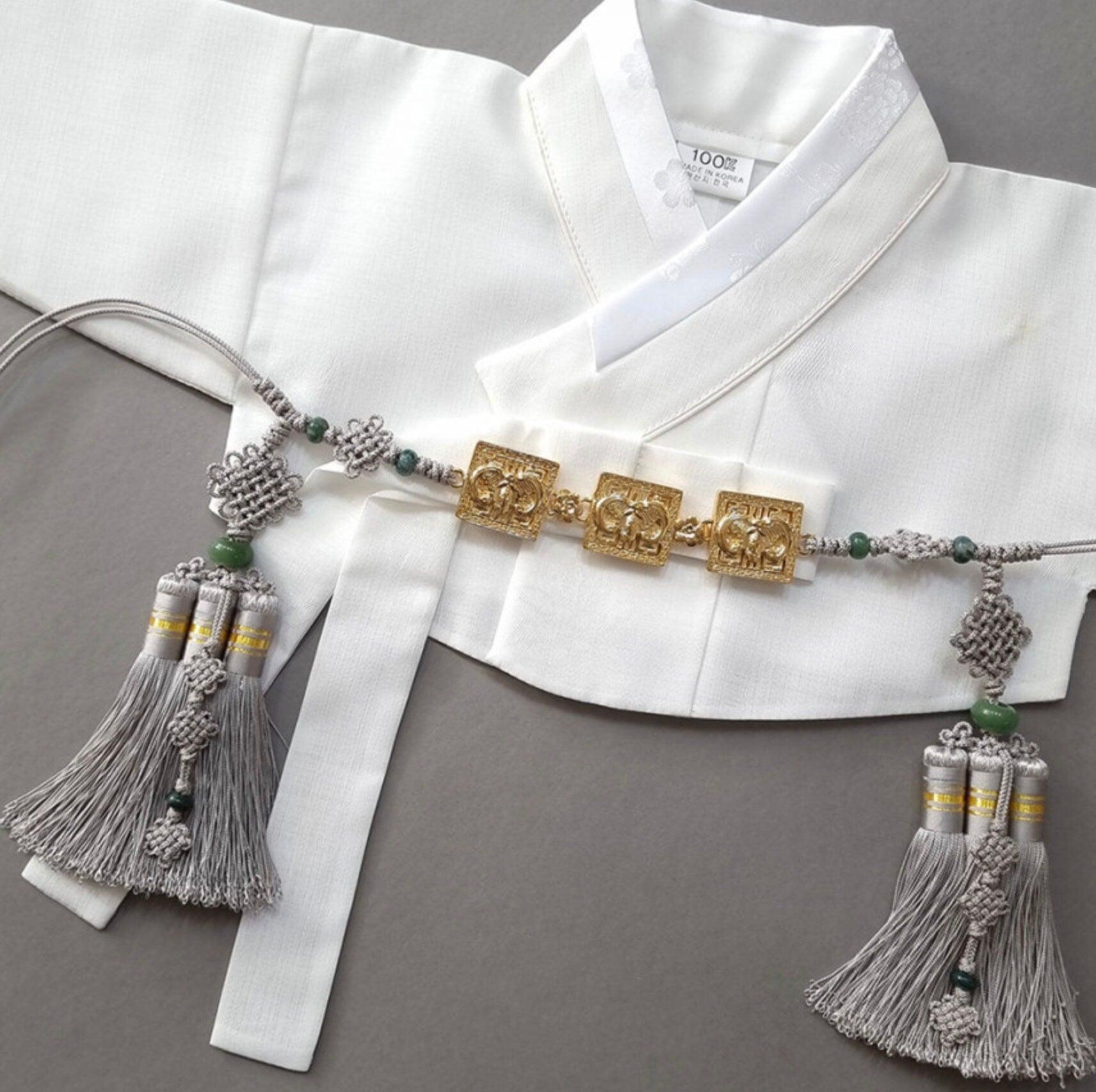 Gold Square Ornaments Tassel Belt - Native Korean