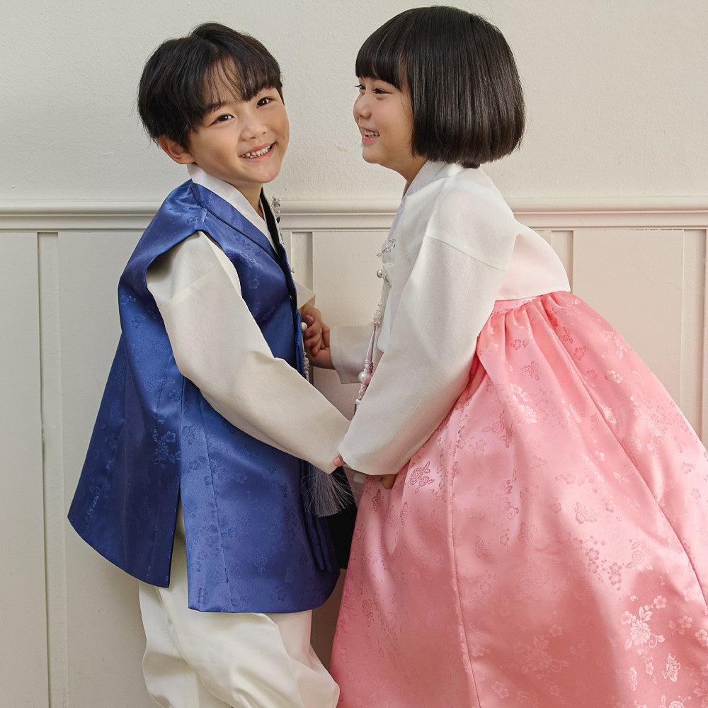 Heejin Ivory Pink Skirt Girl Hanbok (100D-15YR) - Native Korean