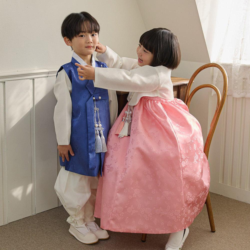 Heejin Ivory Pink Skirt Girl Hanbok (100D-15YR) - Native Korean