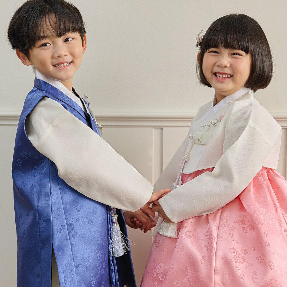 Heejin Ivory Pink Skirt Girl Hanbok (100D-15YR) - Native Korean
