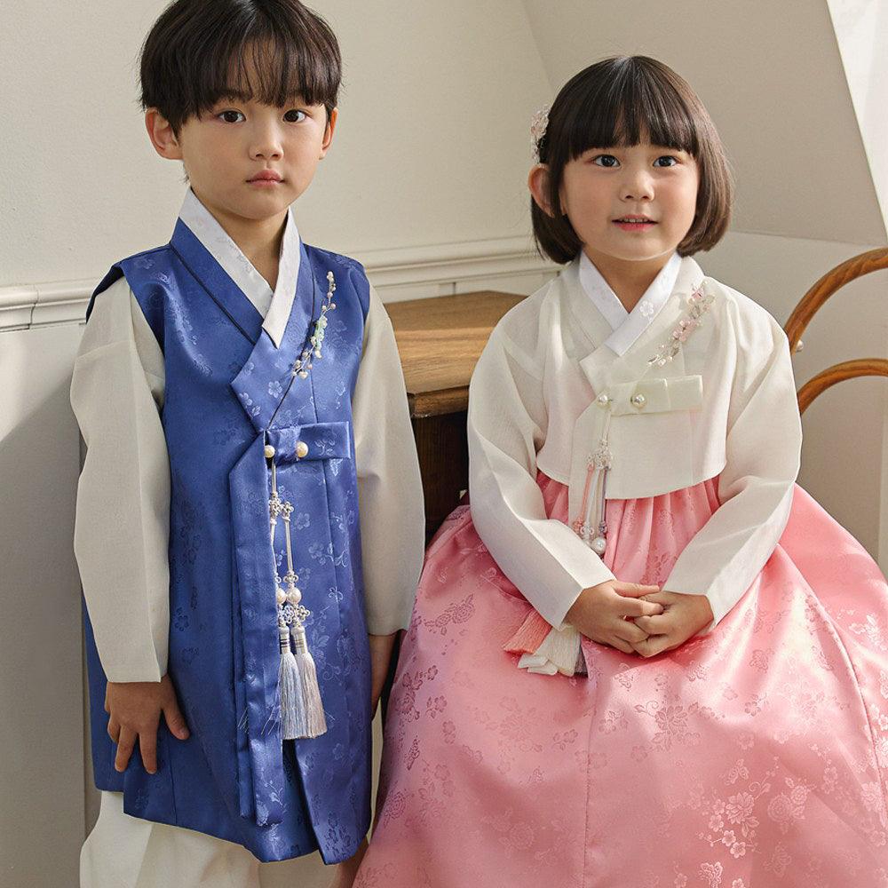 Heejin Ivory Pink Skirt Girl Hanbok (100D-15YR) - Native Korean