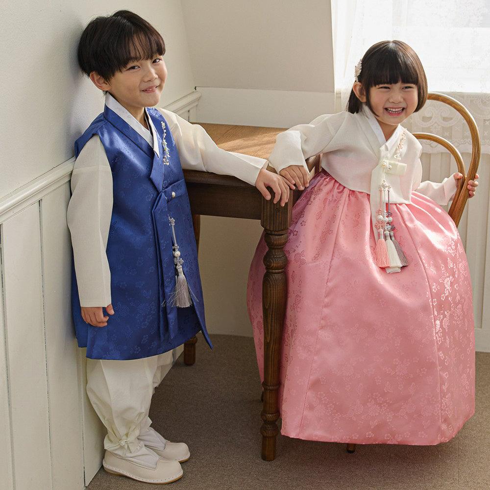Heejin Ivory Pink Skirt Girl Hanbok (100D-15YR) - Native Korean