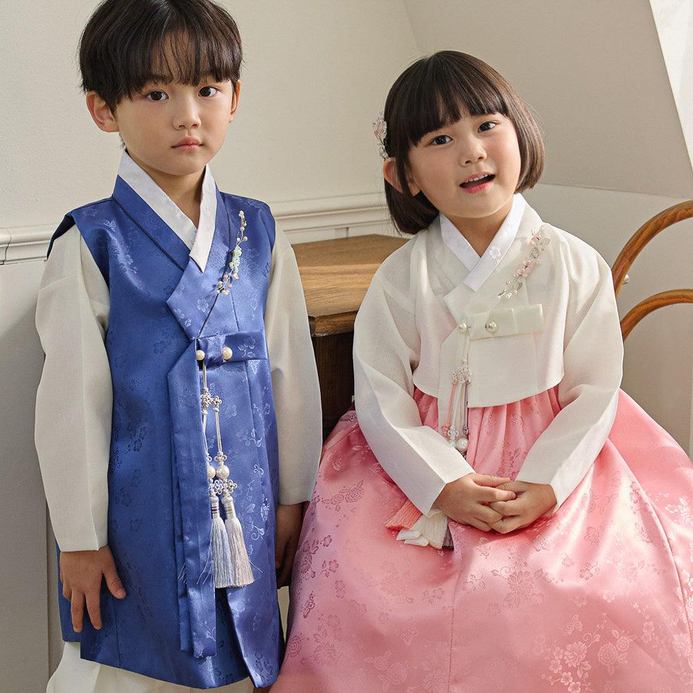 Heejin Ivory Pink Skirt Girl Hanbok (100D-15YR) - Native Korean