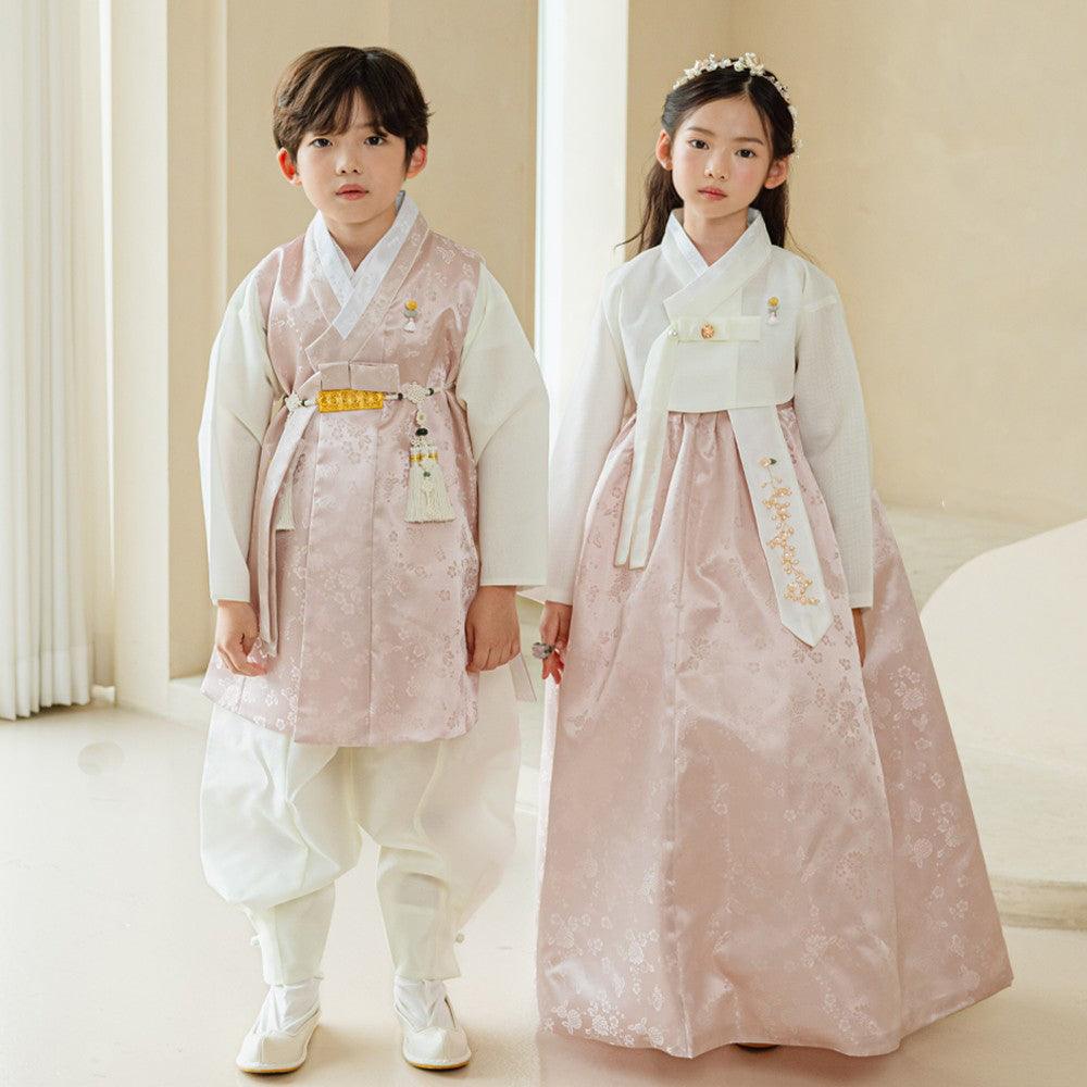 Hemin Pink Beige Boy Hanbok (100D-10YR) - Native Korean