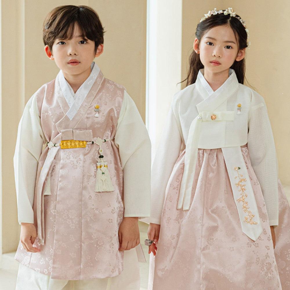 Hemin Pink Beige Boy Hanbok (100D-10YR) - Native Korean