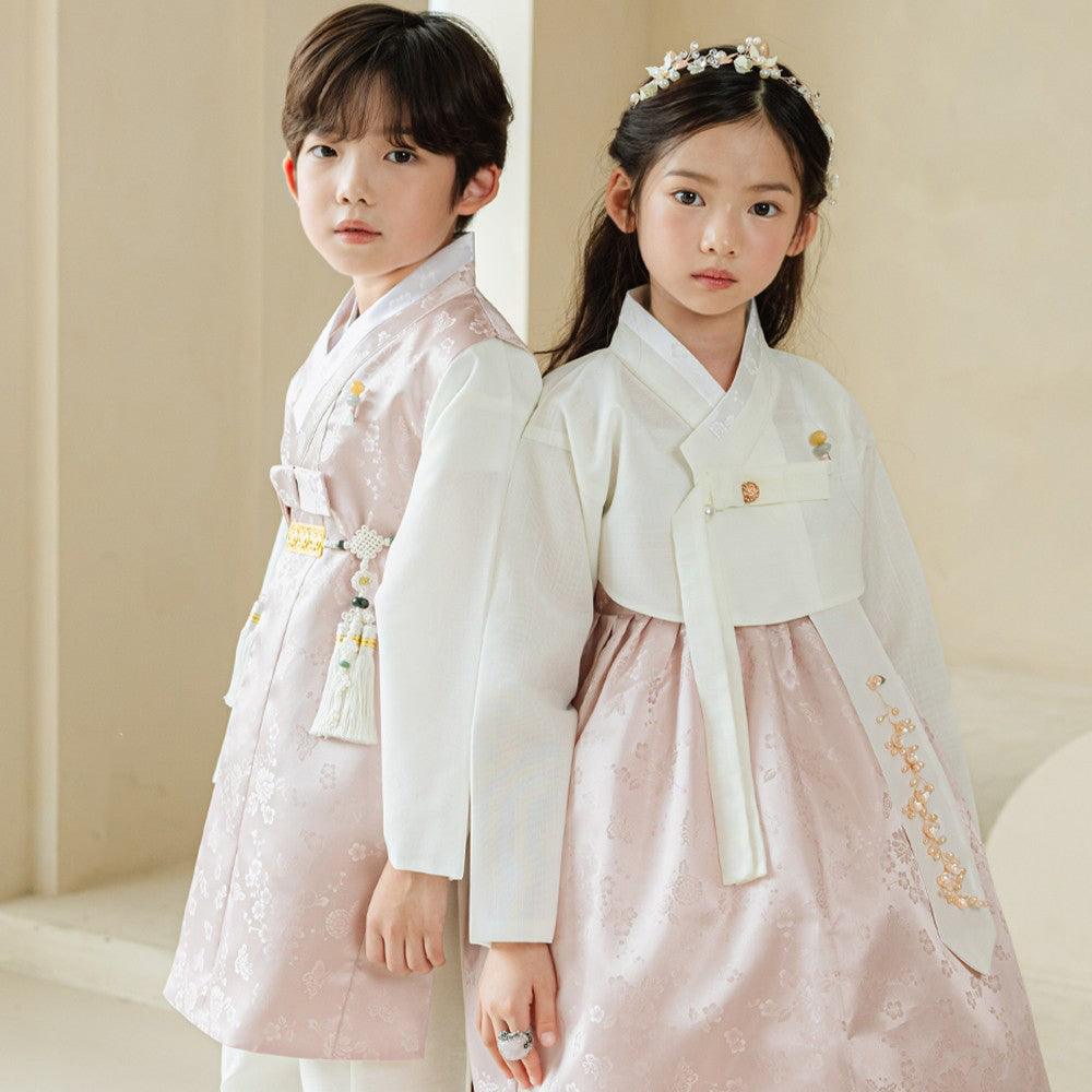 Hemin Pink Beige Boy Hanbok (100D-10YR) - Native Korean