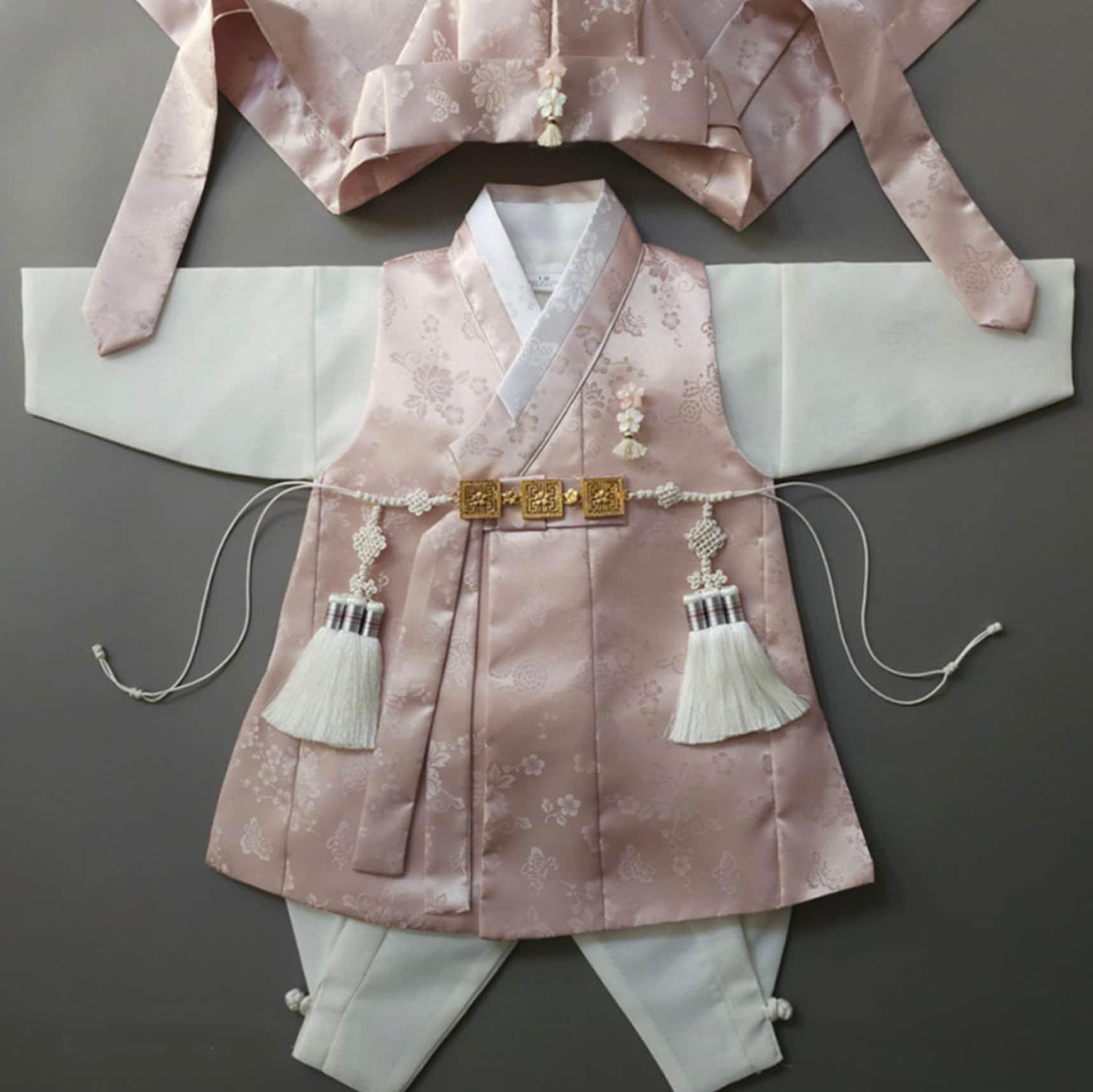 Hemin Pink Beige Boy Hanbok (100D-10YR) - Native Korean