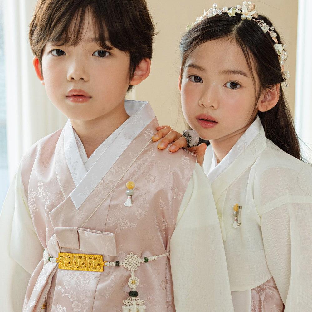 Hemin Pink Beige Boy Hanbok (100D-10YR) - Native Korean