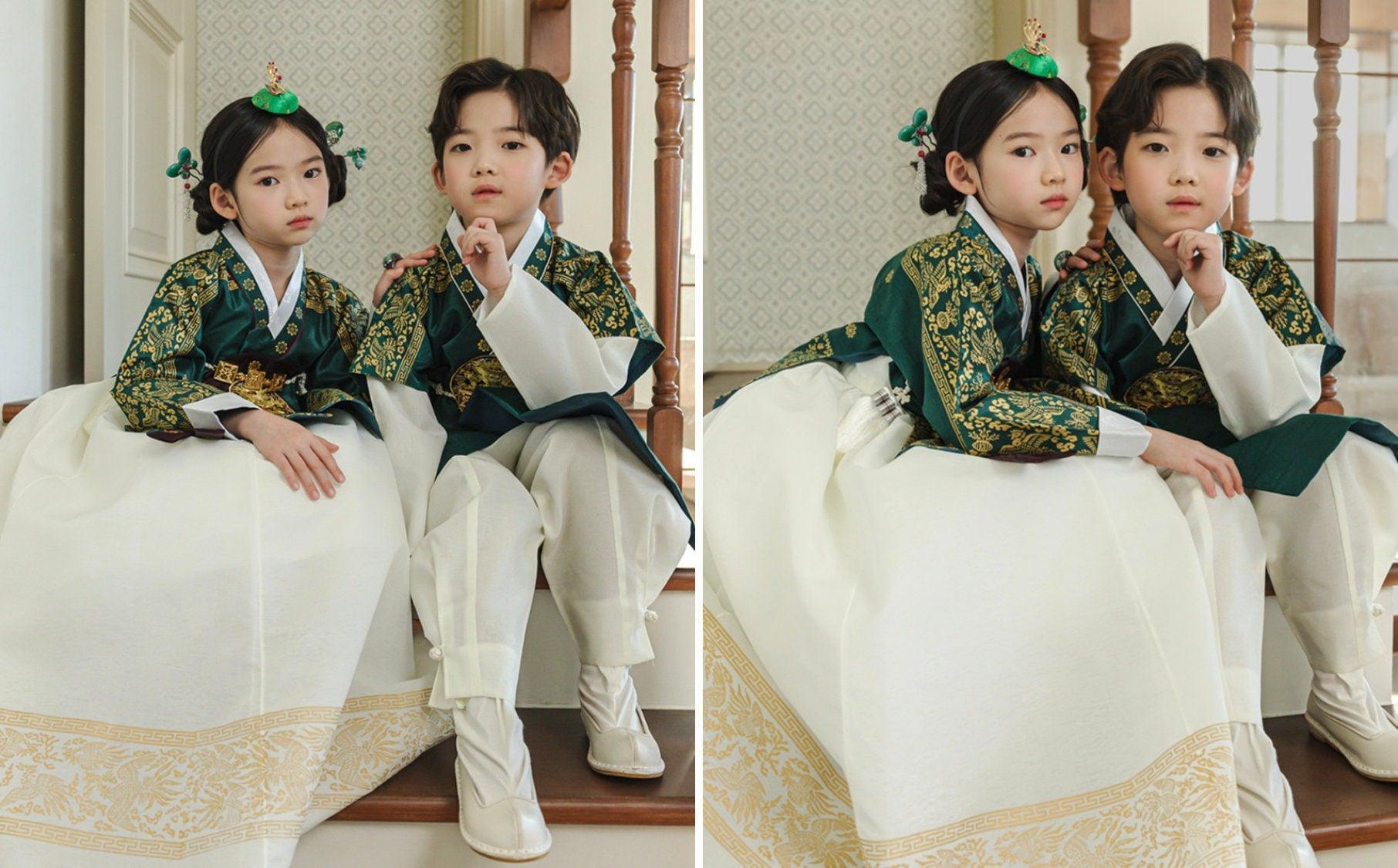 Hyungoon Green Ivory Boy Hanbok (100D-10YR) - Native Korean