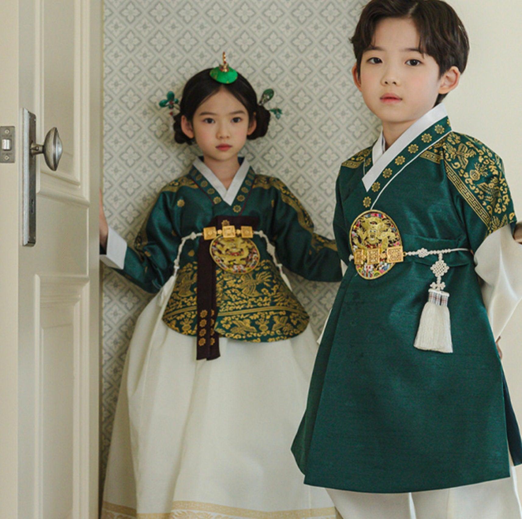 Hyungoon Green Ivory Boy Hanbok (100D-10YR) - Native Korean