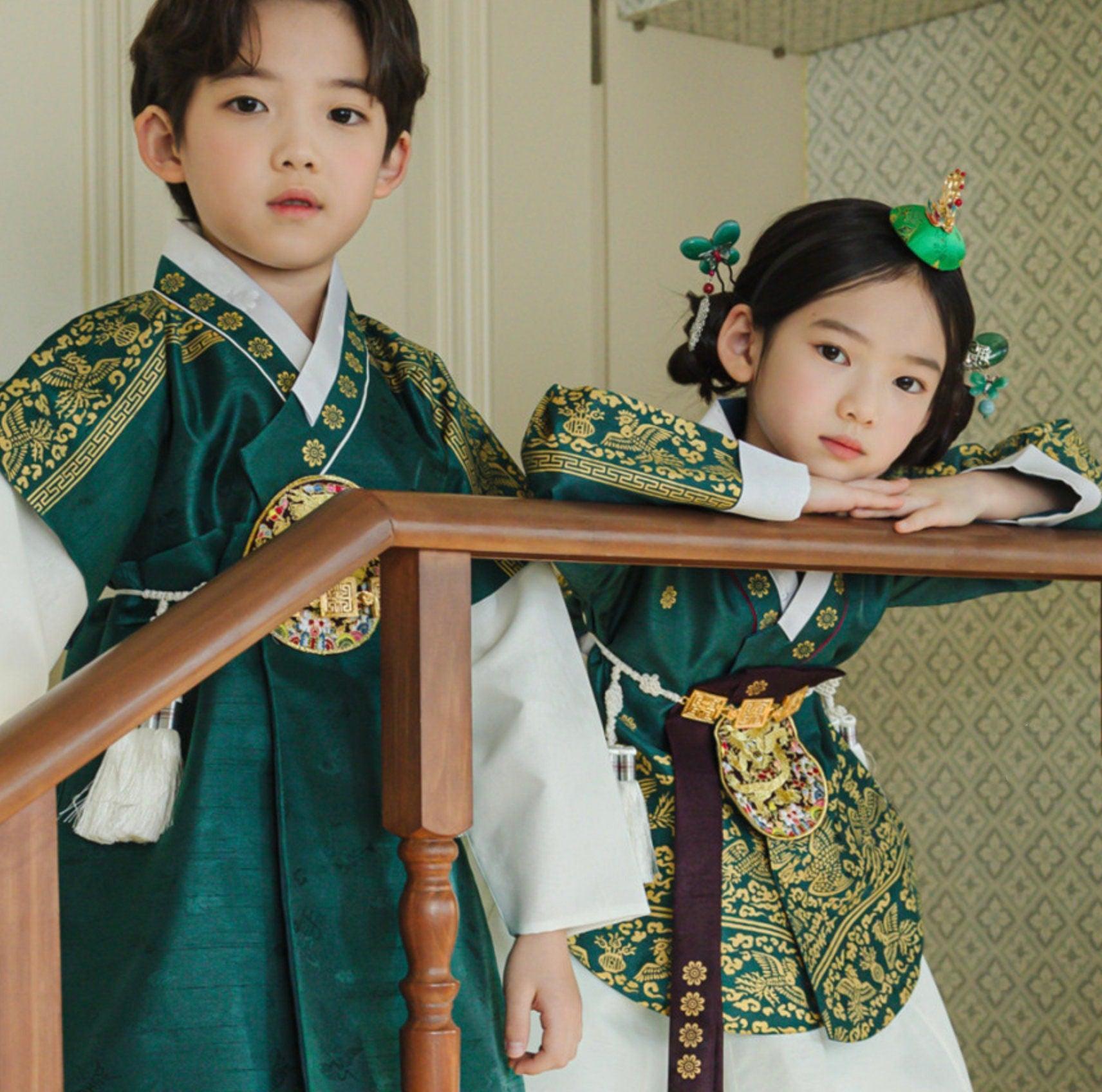 Hyungoon Green Ivory Boy Hanbok (100D-10YR) - Native Korean
