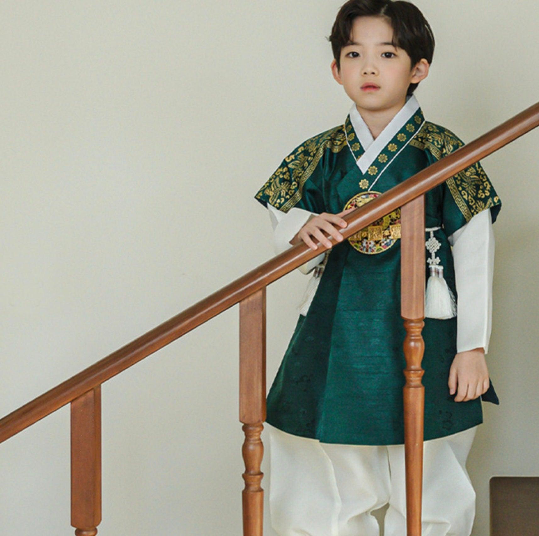 Hyungoon Green Ivory Boy Hanbok (100D-10YR) - Native Korean