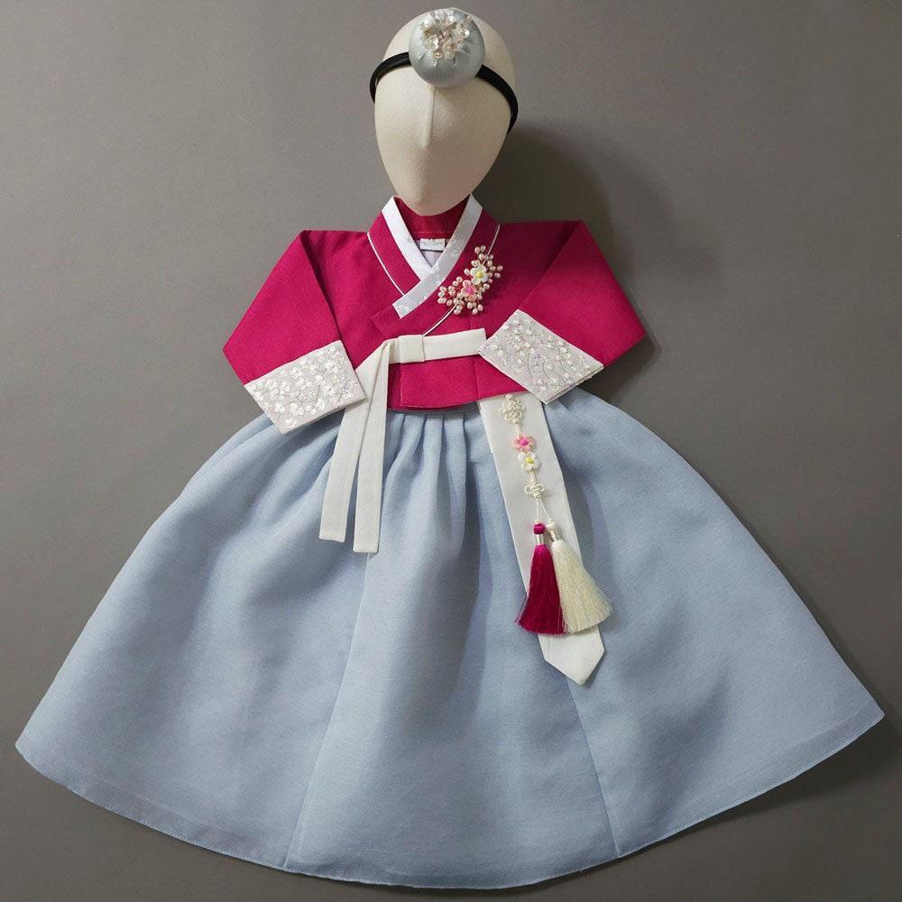 Hyunji Blue Skirt-8 Colors Jeogori Girl Hanbok (100D-10YR) - Native Korean