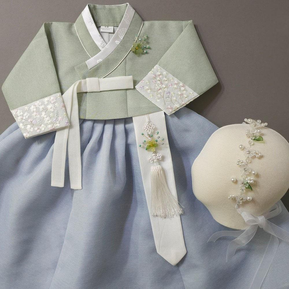 Hyunji Blue Skirt-8 Colors Jeogori Girl Hanbok (100D-10YR) - Native Korean