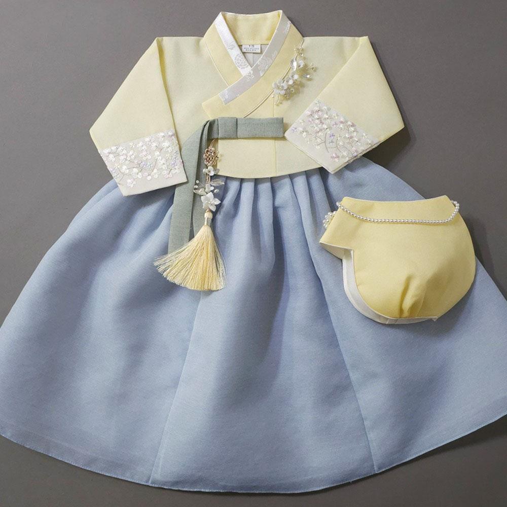Hyunji Blue Skirt-8 Colors Jeogori Girl Hanbok (100D-10YR) - Native Korean